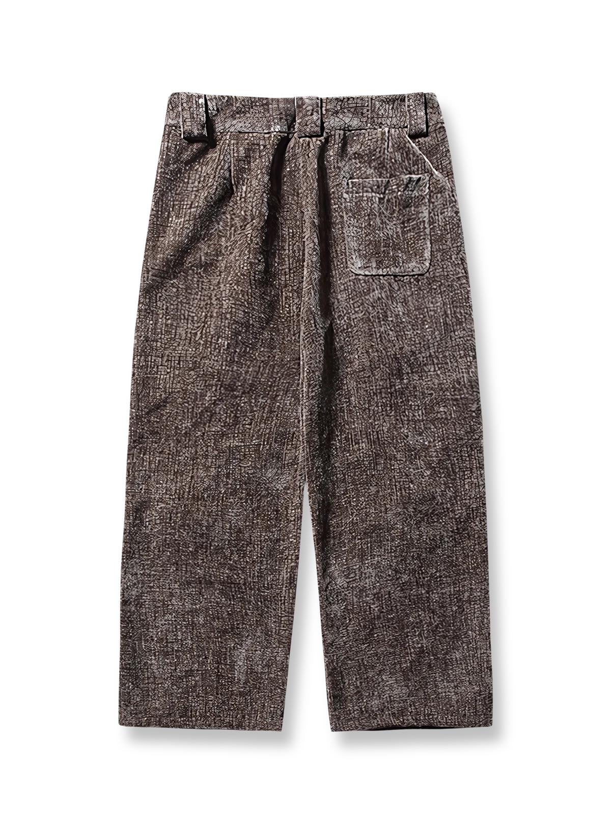 製品画像:
「ヴィンテージプリーツ ワイドパンツ全体の展示図。レトロなプリーツテクスチャー素材を採用し、ゆったりとしたルーズフィットシルエットが特徴。快適な着心地とスタイリッシュなデザインで、洗練された印象を与える一着。」
詳細画像:
「ウエストのプリーツデザインと素材のテクスチャーのディテール特写。立体感を加え、シンプルながら独特な視覚効果を生み出すヴィンテージ風のデザイン。」