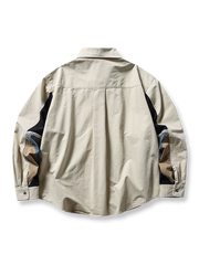 配色ストライプ酵素洗いカジュアルシャツのフロントビュー