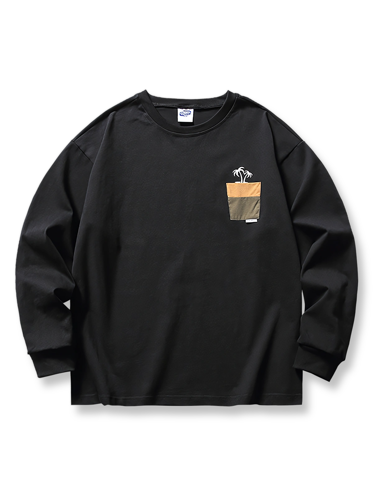 ヤシの木刺繍入り長袖Tシャツのフロントビュー