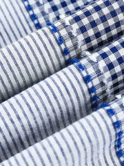 チェック柄パッチワーク長袖シャツ