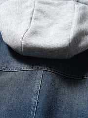 大容量ポケット付きフード脱着デニムジャケット