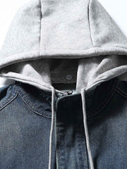 大容量ポケット付きフード脱着デニムジャケット