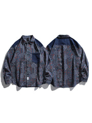 デニムパッチポケット付きプリントシャツのフロントビュー