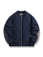 肘パッチ キルティング中綿ジャケット