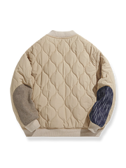 肘パッチ キルティング中綿ジャケット