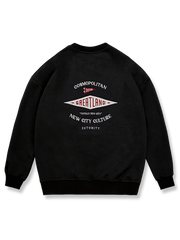 英字刺繍 コットン ラウンドネック パーカー