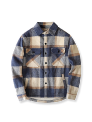 モール撞色チェックシャツ