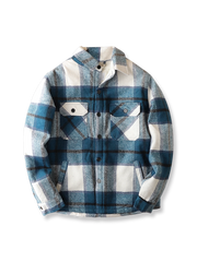 モール撞色チェックシャツ