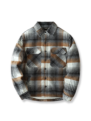 モール撞色チェックシャツ