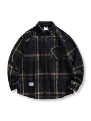 2色 パッチワーク チェック 長袖シャツ