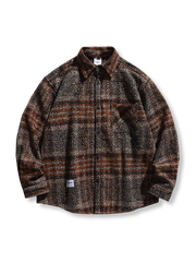 2色 パッチワーク チェック 長袖シャツ