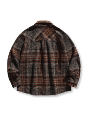 2色 パッチワーク チェック 長袖シャツ