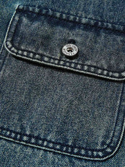 レザーカラー付きカラーブロックデニムジャケット