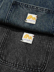 レザーカラー付きカラーブロックデニムジャケット