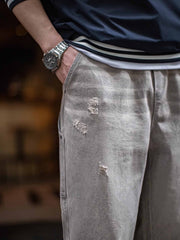 アメリカンレトロ グレーウォッシュデニムパンツ