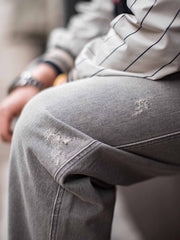 アメリカンレトロ グレーウォッシュデニムパンツ