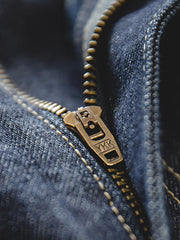 ウエストゴム ツープリーツ テーパードデニム