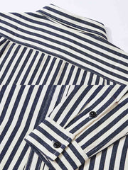 ストライプ キャンバスコットン シャツ