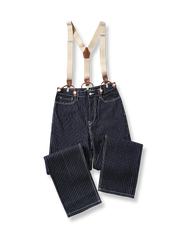 鉄道 ストライプ柄 オーバーオール