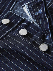 鉄道 ストライプ柄 オーバーオール