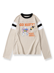 製品画像: ヘビーウェイトパネルストライプラグビー風長袖Tシャツ