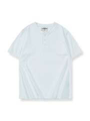 製品画像: 基本的なヘビーウェイトヘンリーネック半袖Tシャツ正面展示