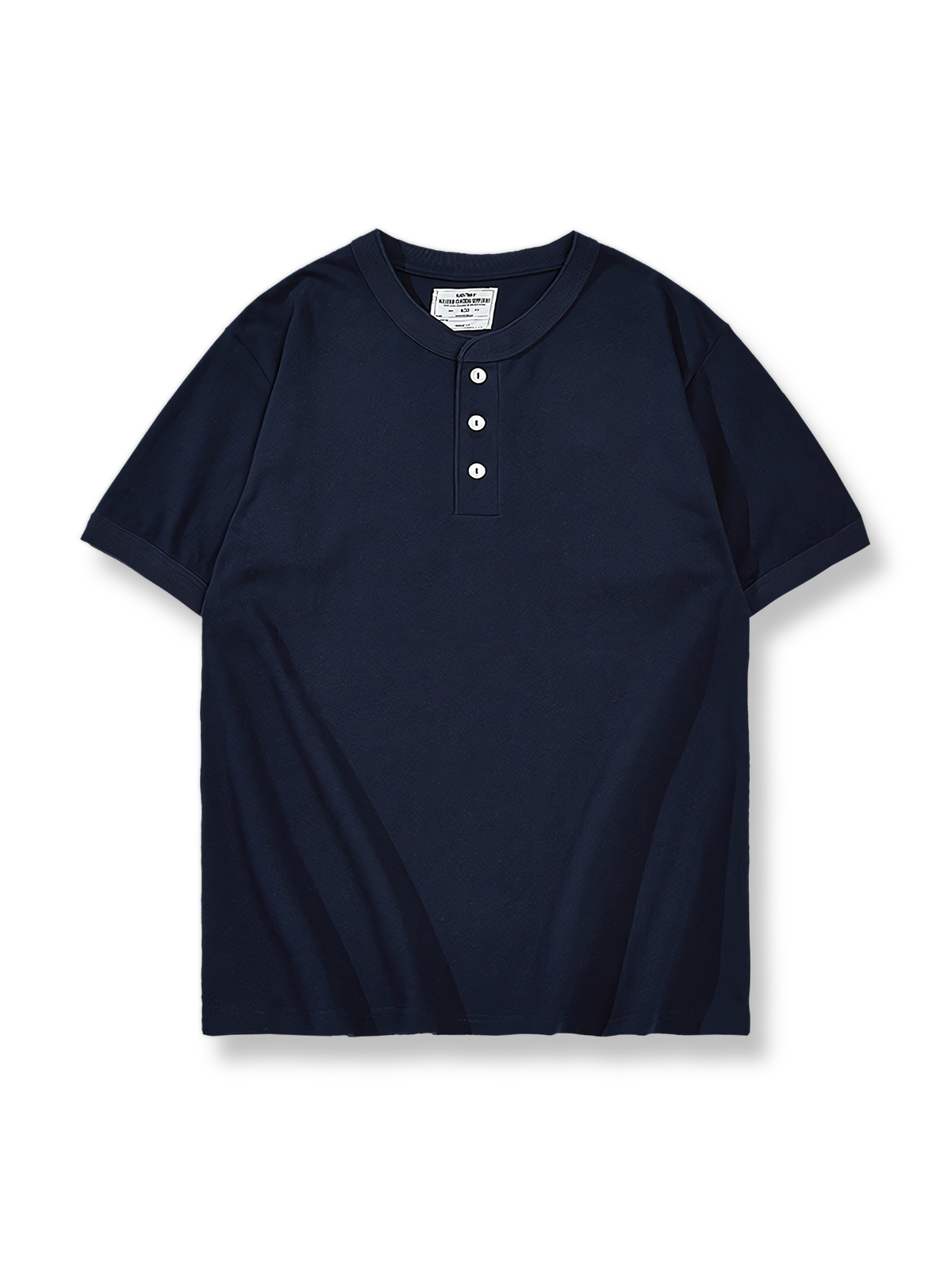 製品画像: 基本的なヘビーウェイトヘンリーネック半袖Tシャツ正面展示