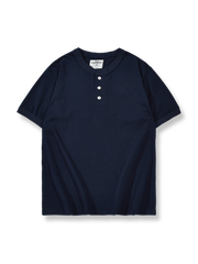 製品画像: 基本的なヘビーウェイトヘンリーネック半袖Tシャツ正面展示