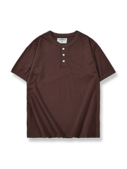 製品画像: 基本的なヘビーウェイトヘンリーネック半袖Tシャツ正面展示