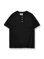 製品画像: 基本的なヘビーウェイトヘンリーネック半袖Tシャツ正面展示