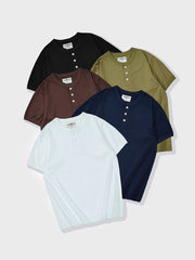 ヘビーウェイトヘンリーネック半袖Tシャツ