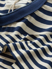 ネイビー ヘンリーネック ストライプTシャツ