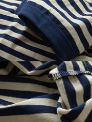 ネイビー ヘンリーネック ストライプTシャツ