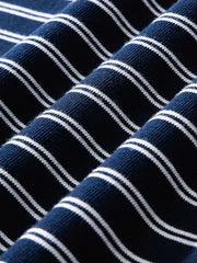 ネイビー ヘンリーネック ストライプTシャツ