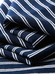 ネイビー ヘンリーネック ストライプTシャツ