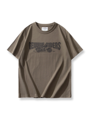 レトロバイカーアルファベットプリントTシャツ正面展示