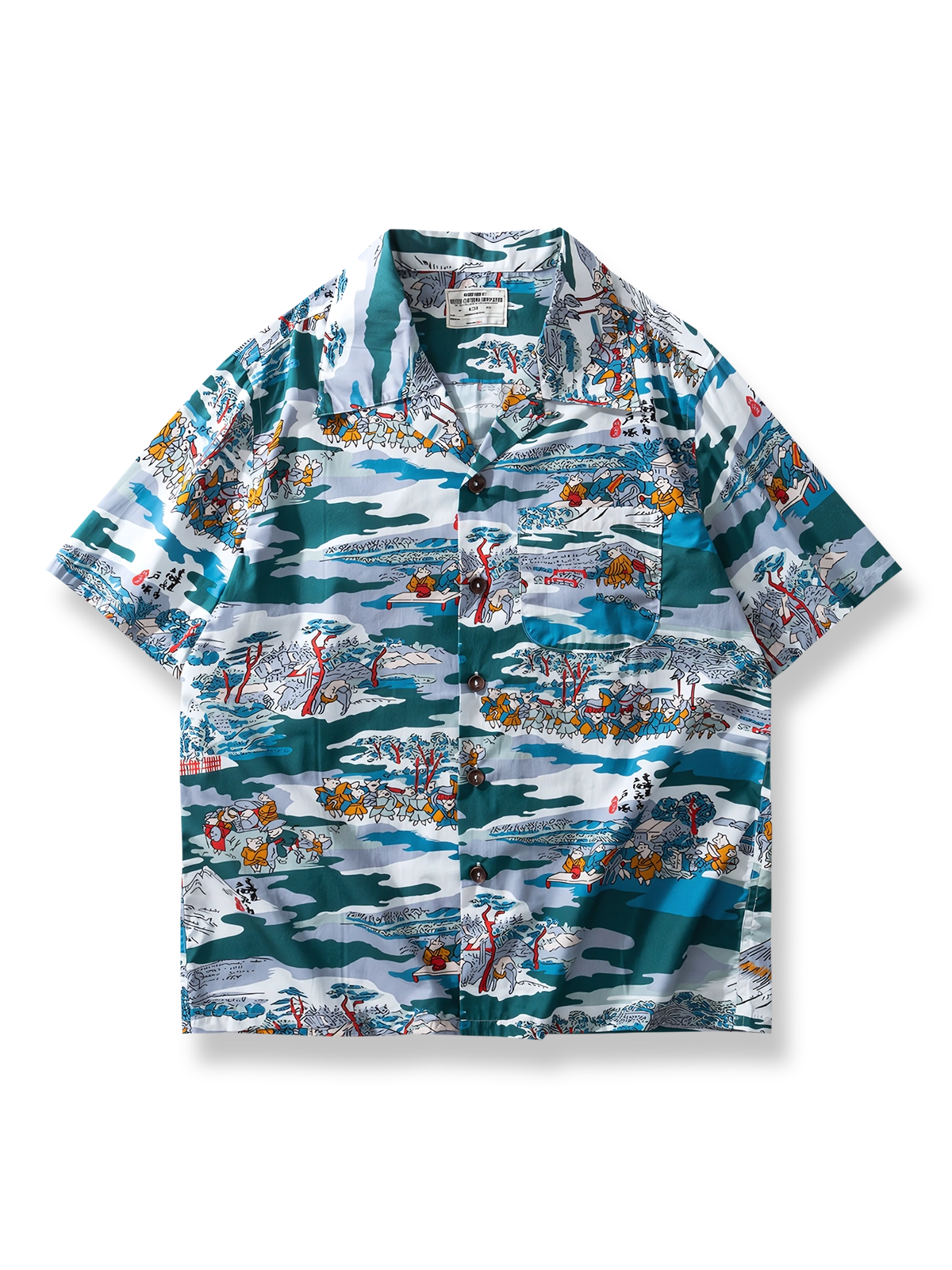浮世絵風ハワイアン半袖シャツ