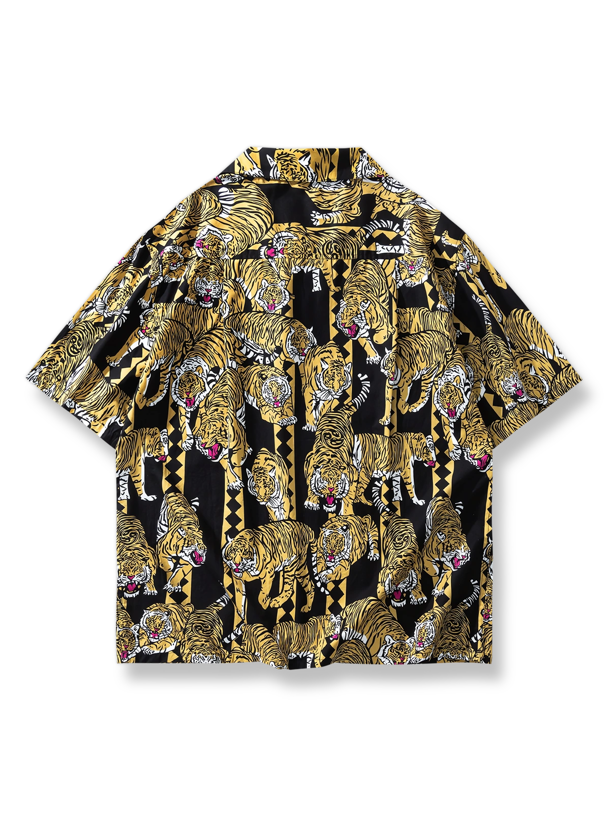 浮世絵虎柄プリントハワイアン半袖シャツ
