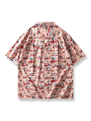 浮世絵風フラダンス柄ハワイアン半袖シャツ