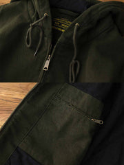 製品画像: J30ジャケットリバイバル版正面展示画像、高密度キャンバス生地とヴィンテージ感を強調。
詳細画像: 高密度16ozキャンバス生地とTALON真鍮ジッパー、左胸のレザータグディテール。