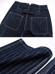 ワイド スト ライプデニム ワークパンツ