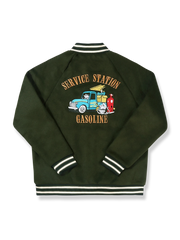 ガソリンスタンド 柄 ベースボールジャケット
