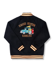 ガソリンスタンド 柄 ベースボールジャケット