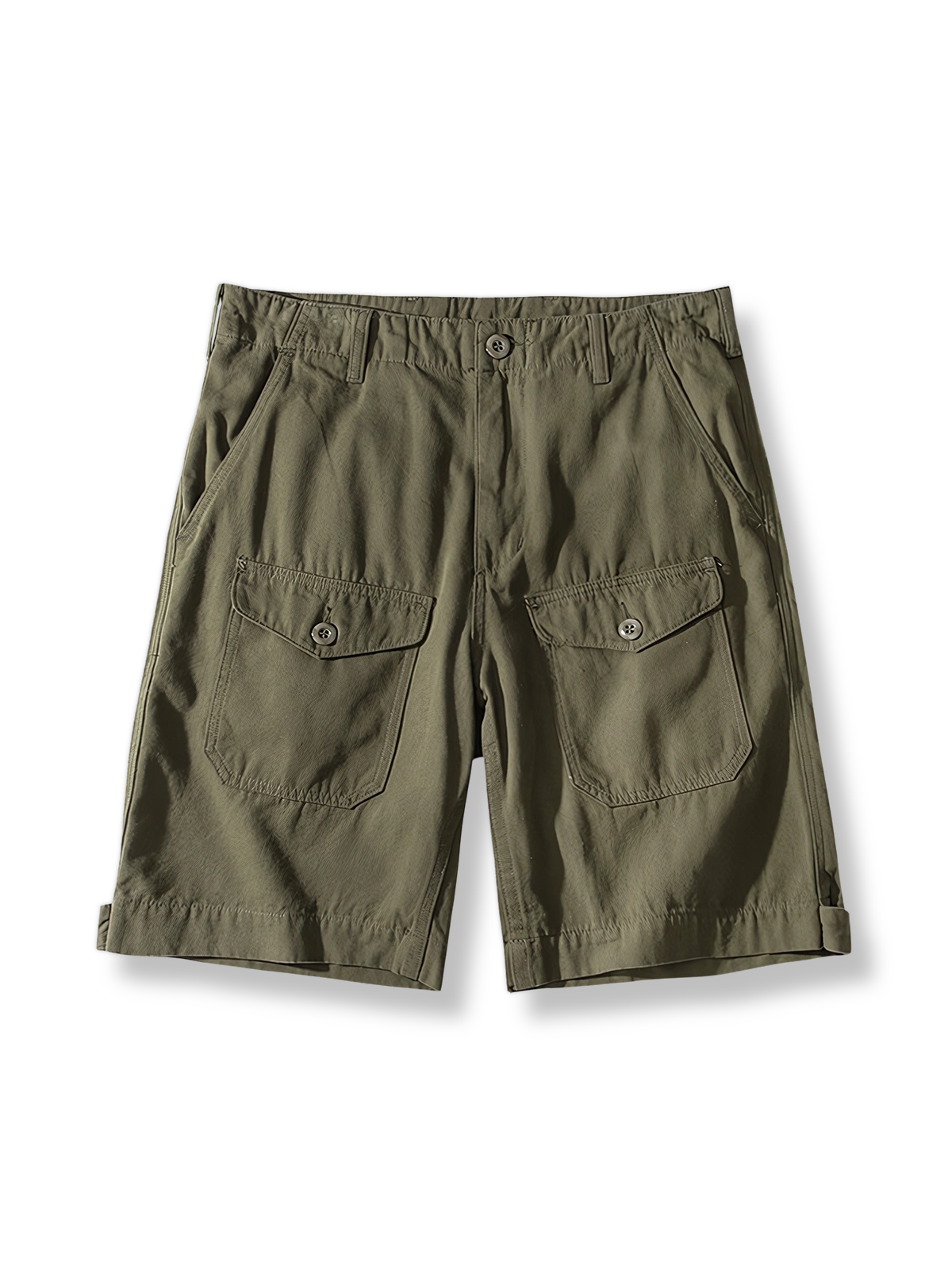 ソフトキャンバス多ポケットワークショーツの正面展示