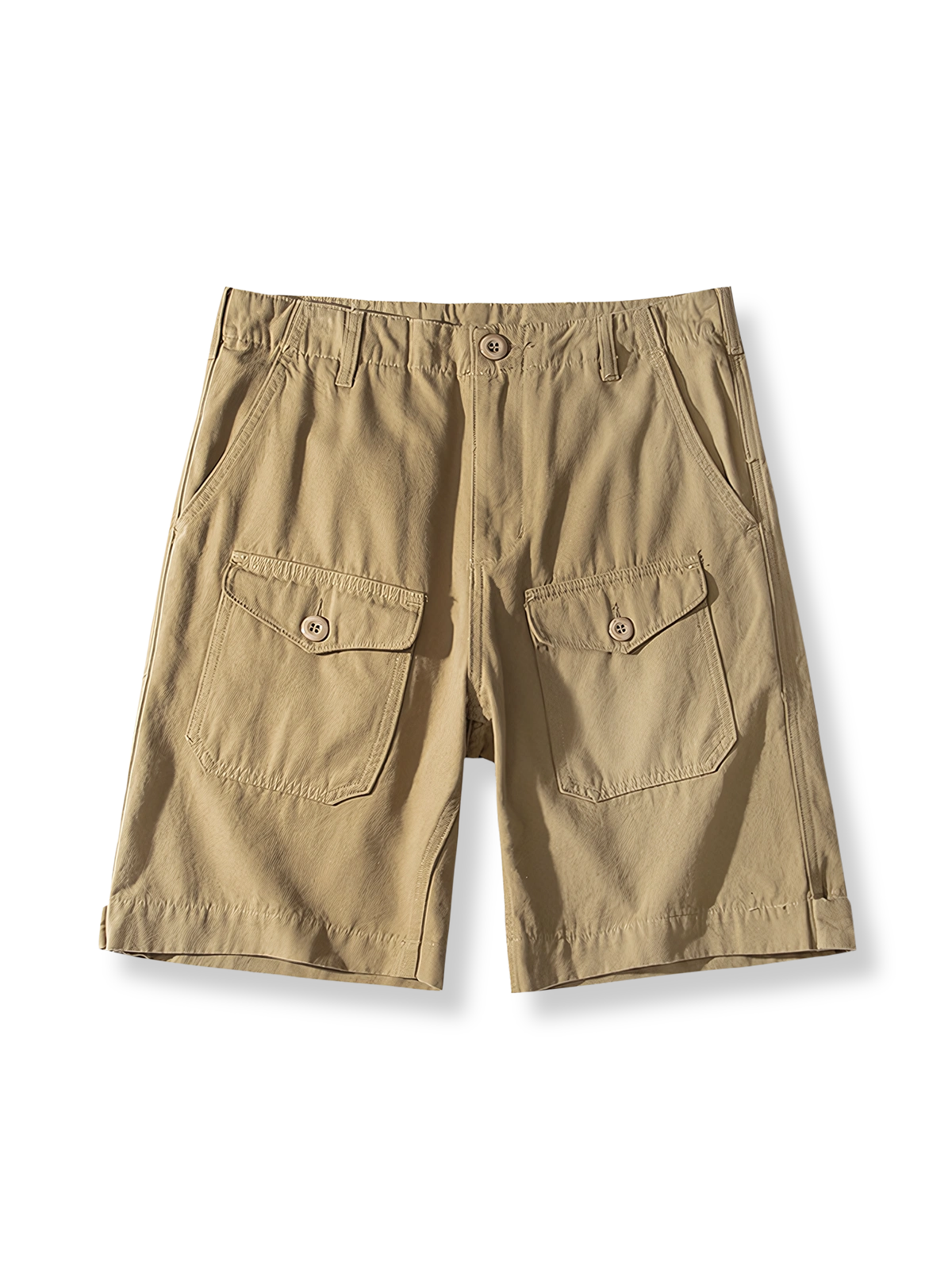 ソフトキャンバス多ポケットワークショーツの正面展示