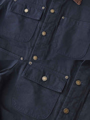 製品画像: コーデュロイ襟付きアメカジヴィンテージワークジャケットの全体像
詳細画像: 襟、ボタン、ポケットのディテールをクローズアップした画像