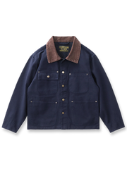 製品画像: コーデュロイ襟付きアメカジヴィンテージワークジャケットの全体像
詳細画像: 襟、ボタン、ポケットのディテールをクローズアップした画像