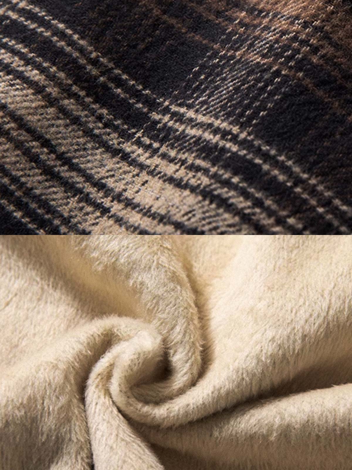 製品画像
「クラシックなバイカラーチェック柄デザイン、100%コットン表地とポリエステル裏起毛素材、冬の保温性と快適な着心地を提供する厚手シャツジャケット」
詳細画像
「100%コットン表地のチェック柄シャツジャケット、ポリエステル裏起毛素材で抜群の保温性、ゆったりとしたルーズフィットシルエットで幅広い体型に対応」