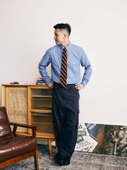 ブルーストライプボタンダウン長袖シャツ