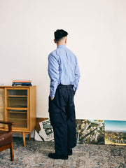 ブルーストライプボタンダウン長袖シャツ